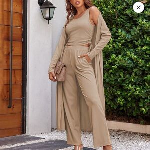 Elegant Tan Women's Jumpsuit 3pc Set
